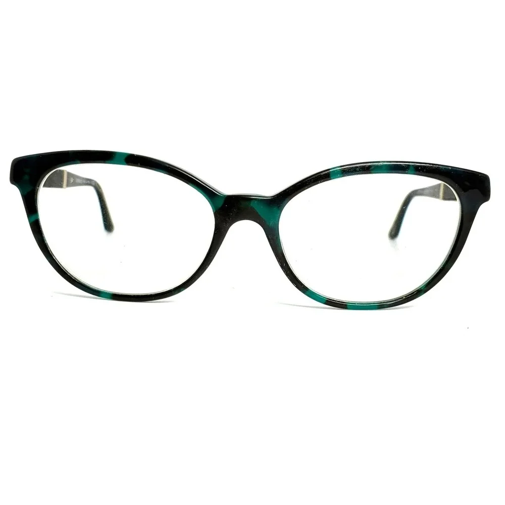 Versace MOD 3219-Q Green Tortoise Cat Eye Eyeglasses Gold Medusa Head 54-17-140